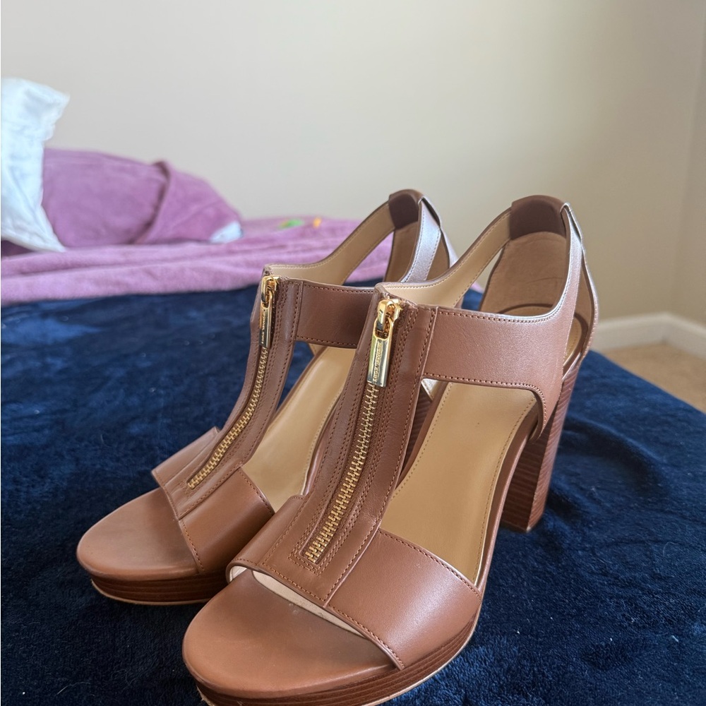 Michael Kors Tan Leather Heeled Sandals